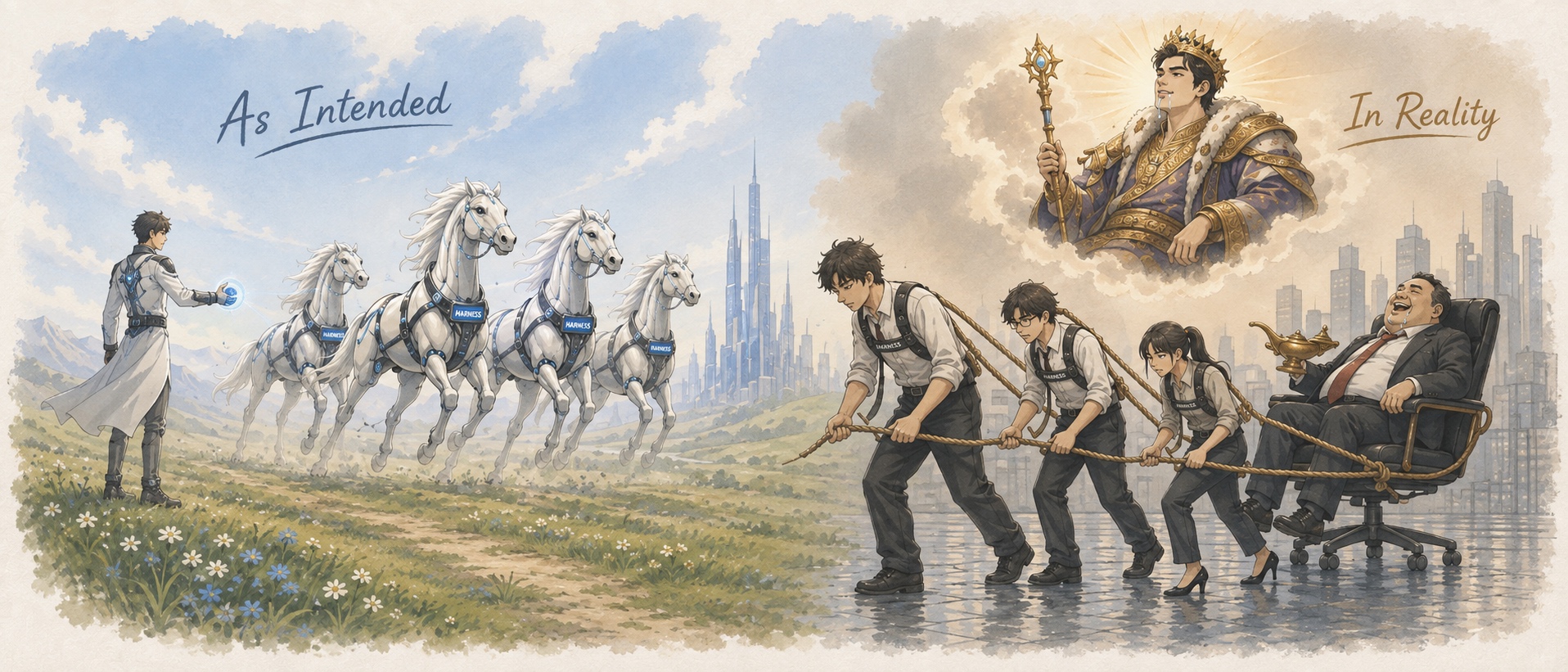 The harness meant for AI ends up around the people doing the work
