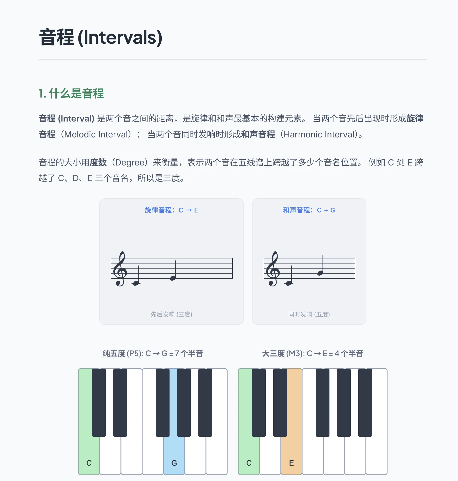 Music Workbook 音程教程页面